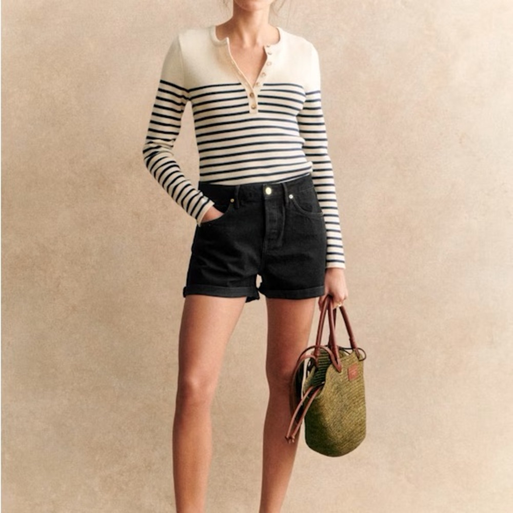 Sézane Niels Denim Shorts, black 36